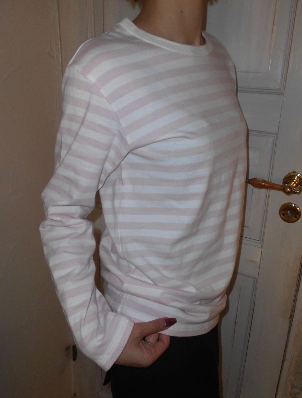 agnes b. border L/S (pink&white)