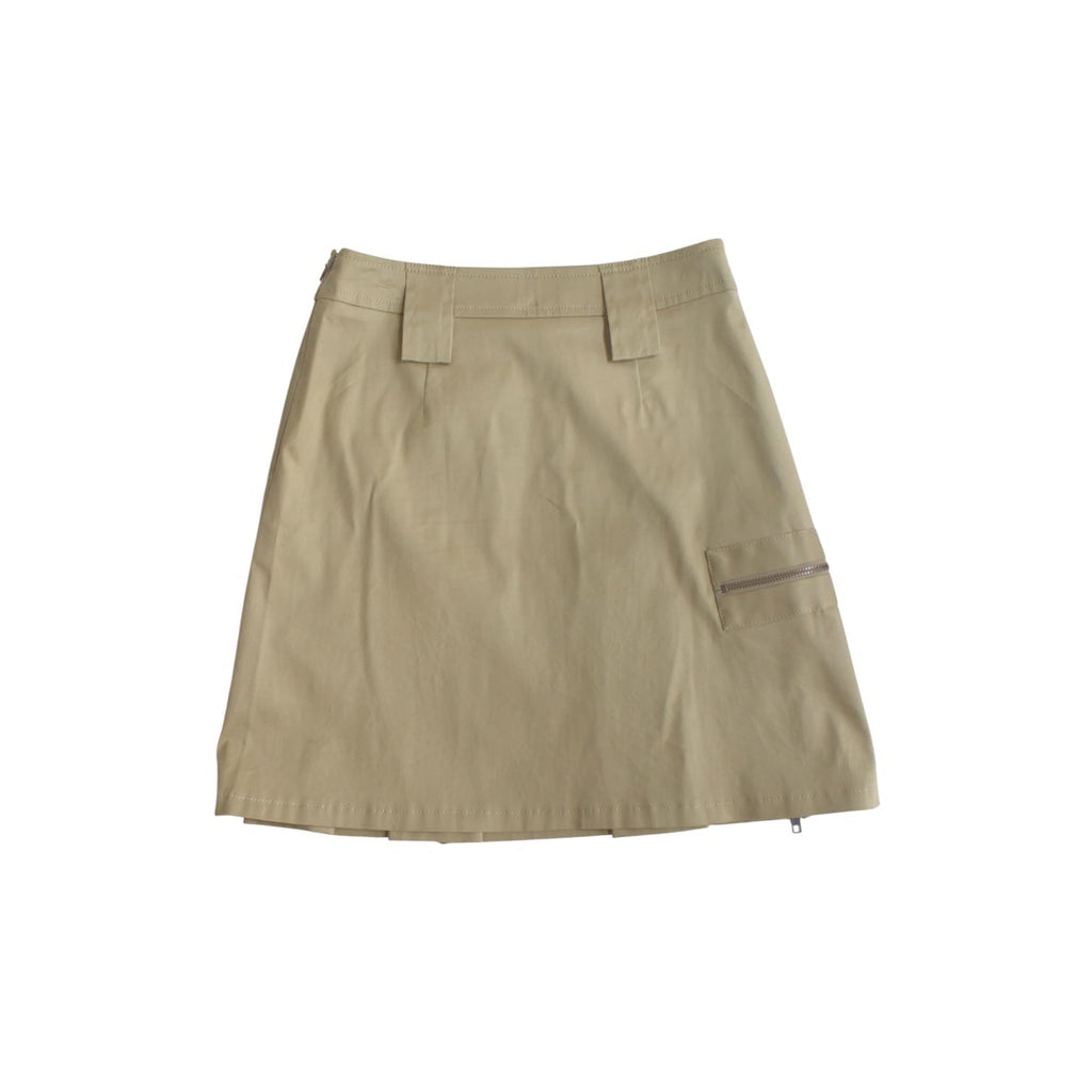 beige zip skirt
