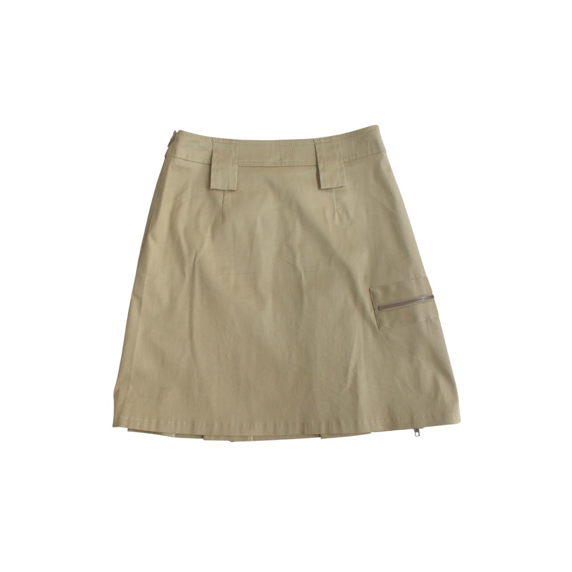 beige zip skirt