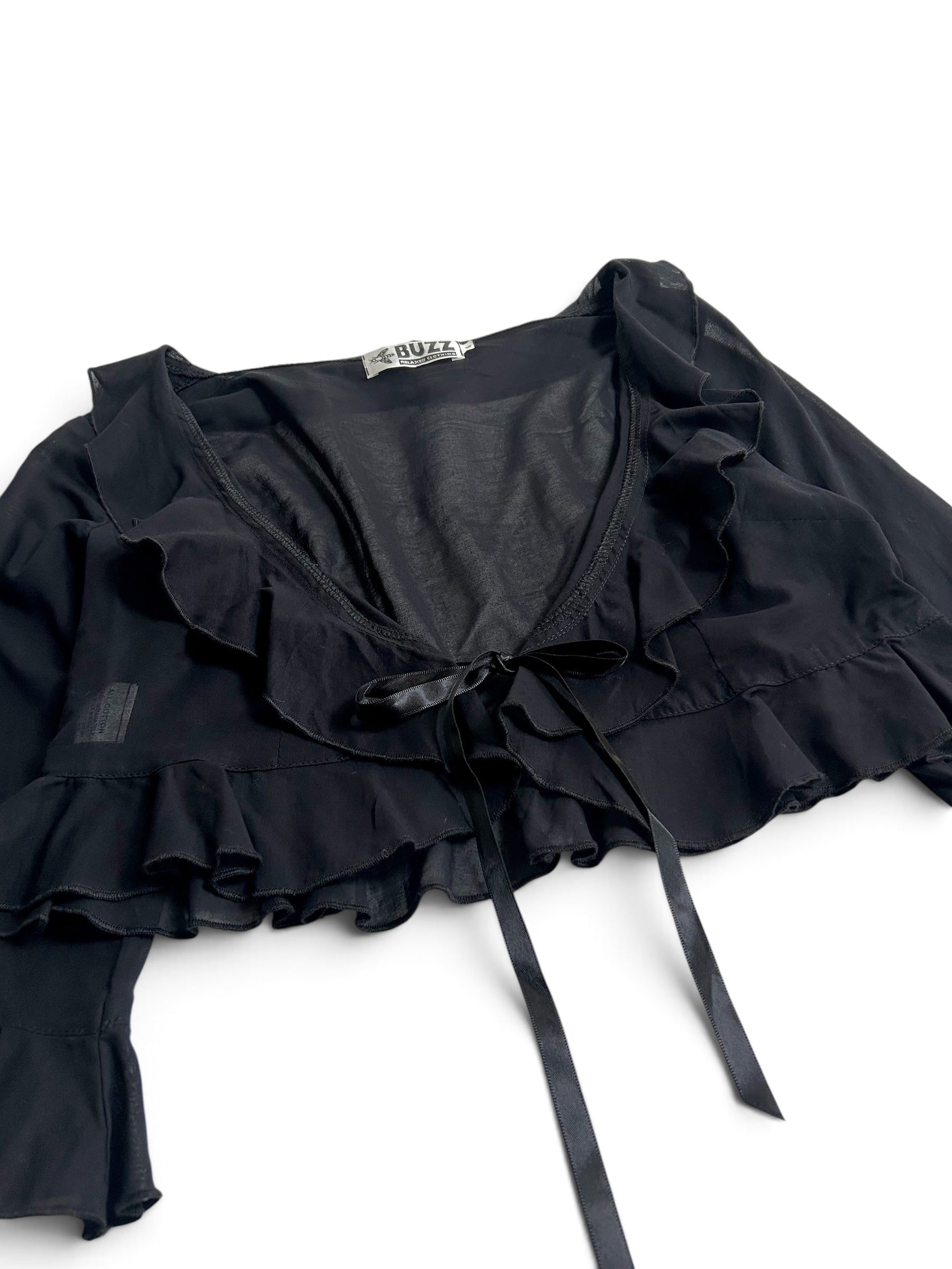 black ruffle bolero