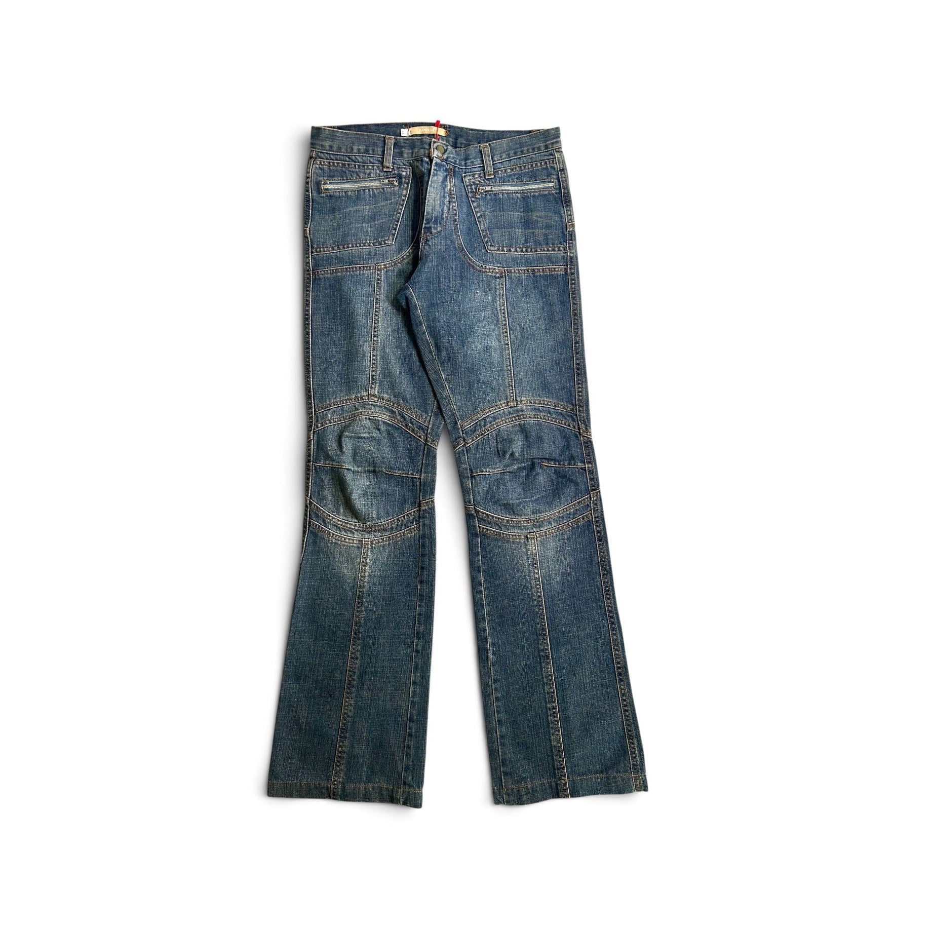 panel denim pants