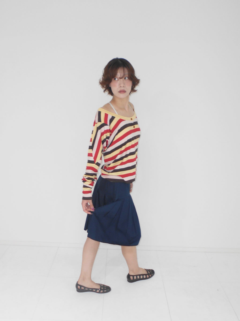 MIUMIU navy pleats skirt