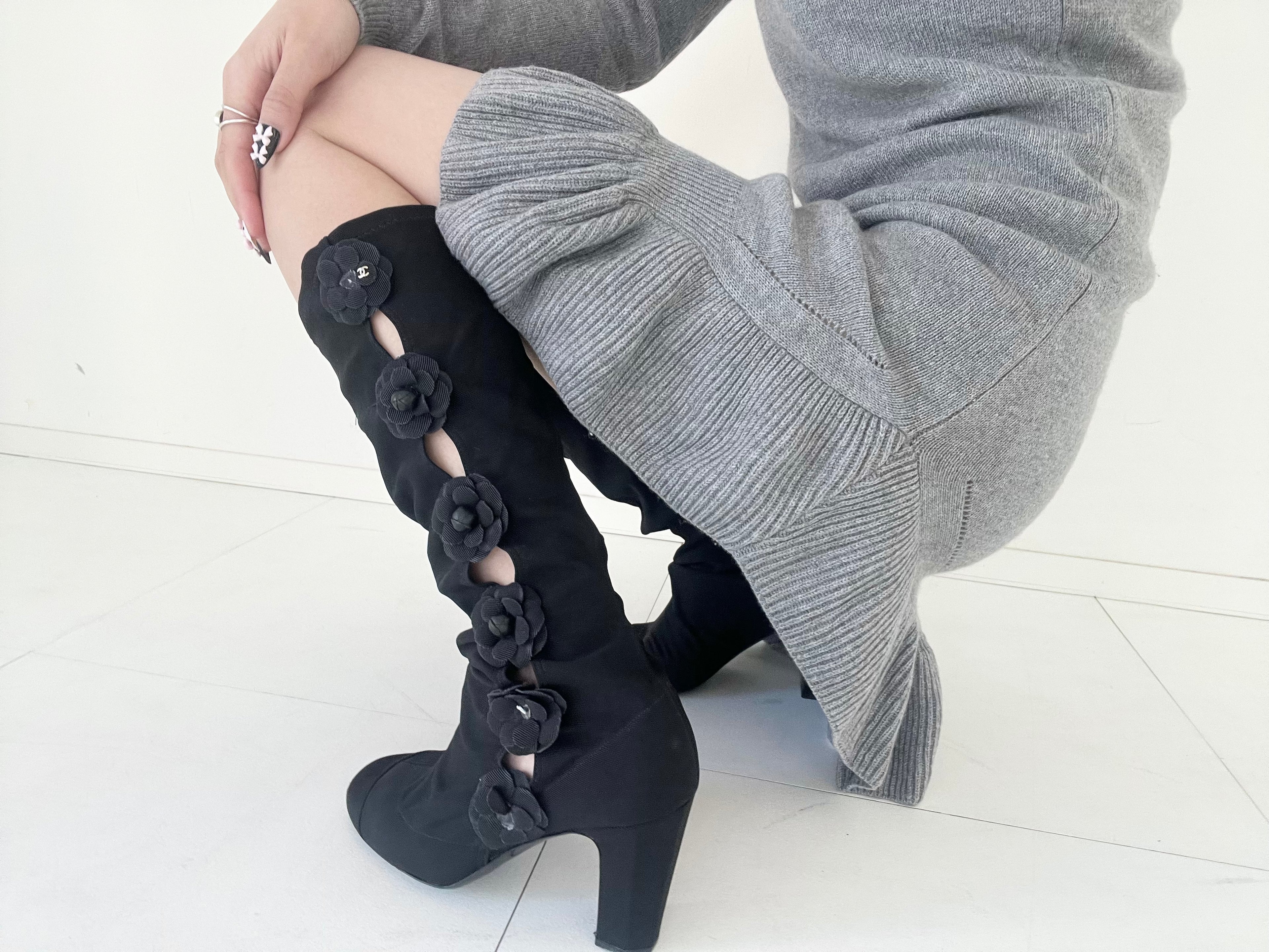 CHANEL flower corsage boots