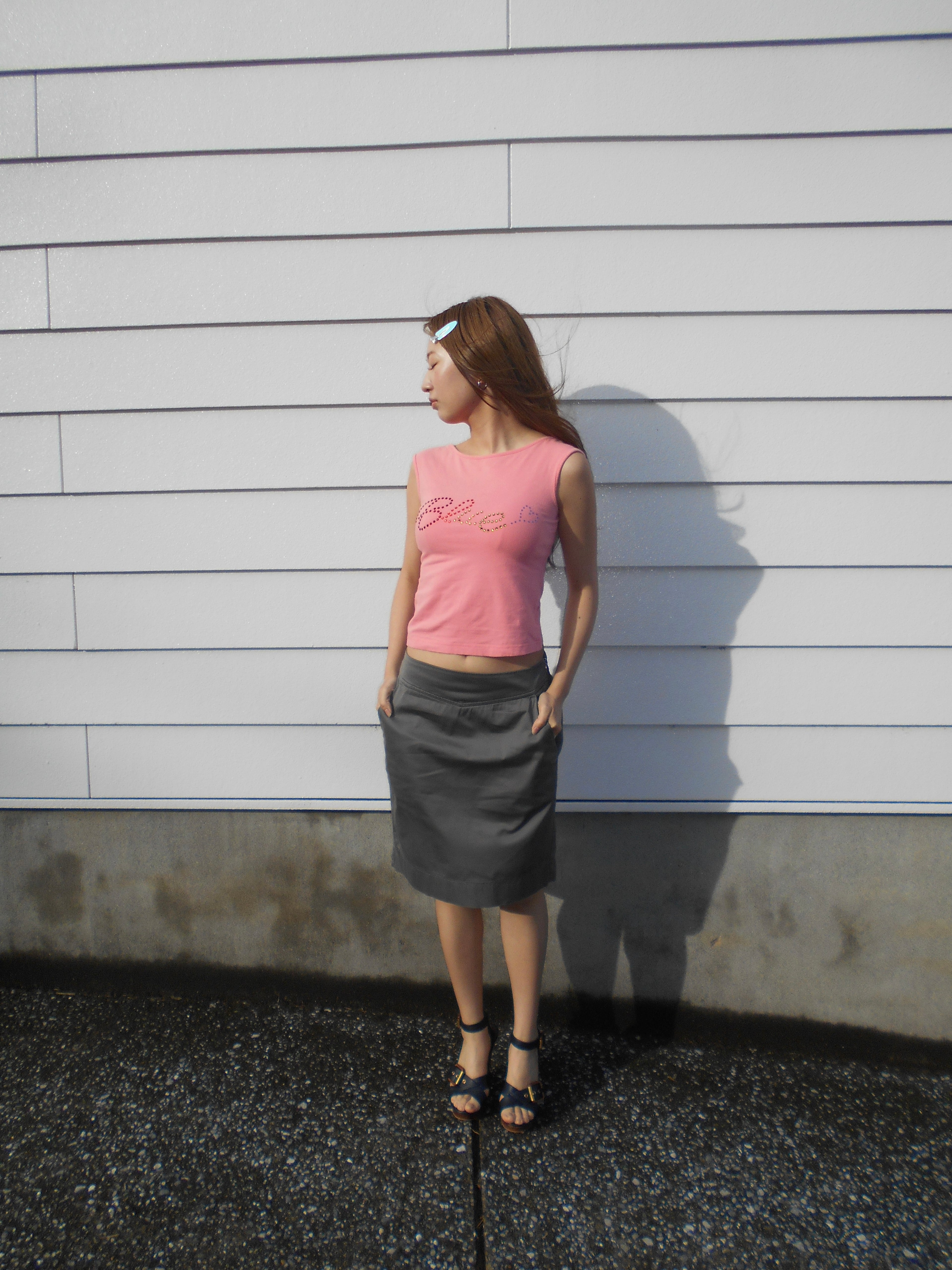 EMPORIO ARMANI khaki pocket skirt