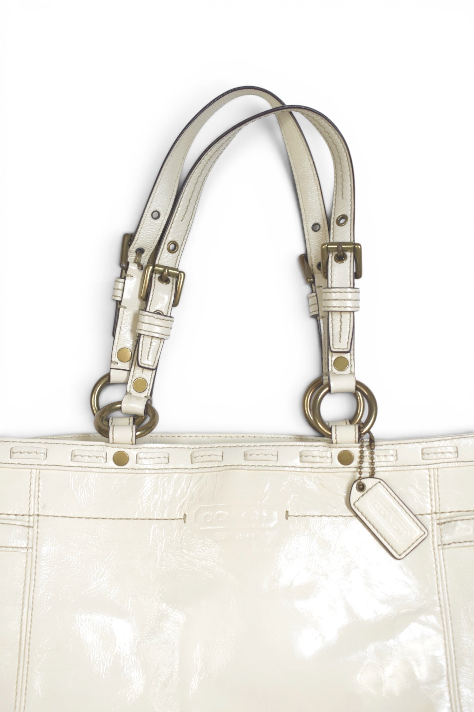 COACH white enamel bag