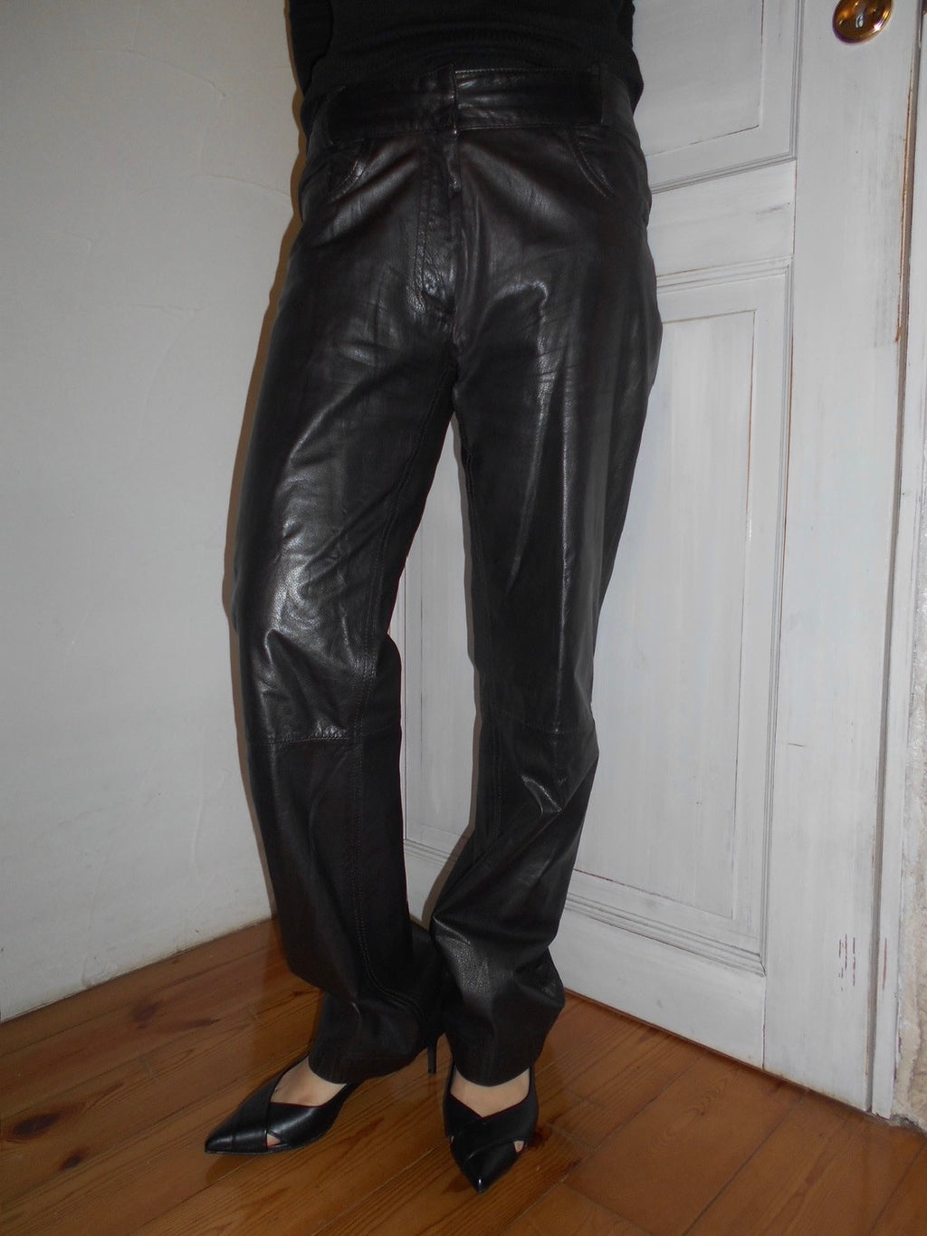 Dark brown leather pants