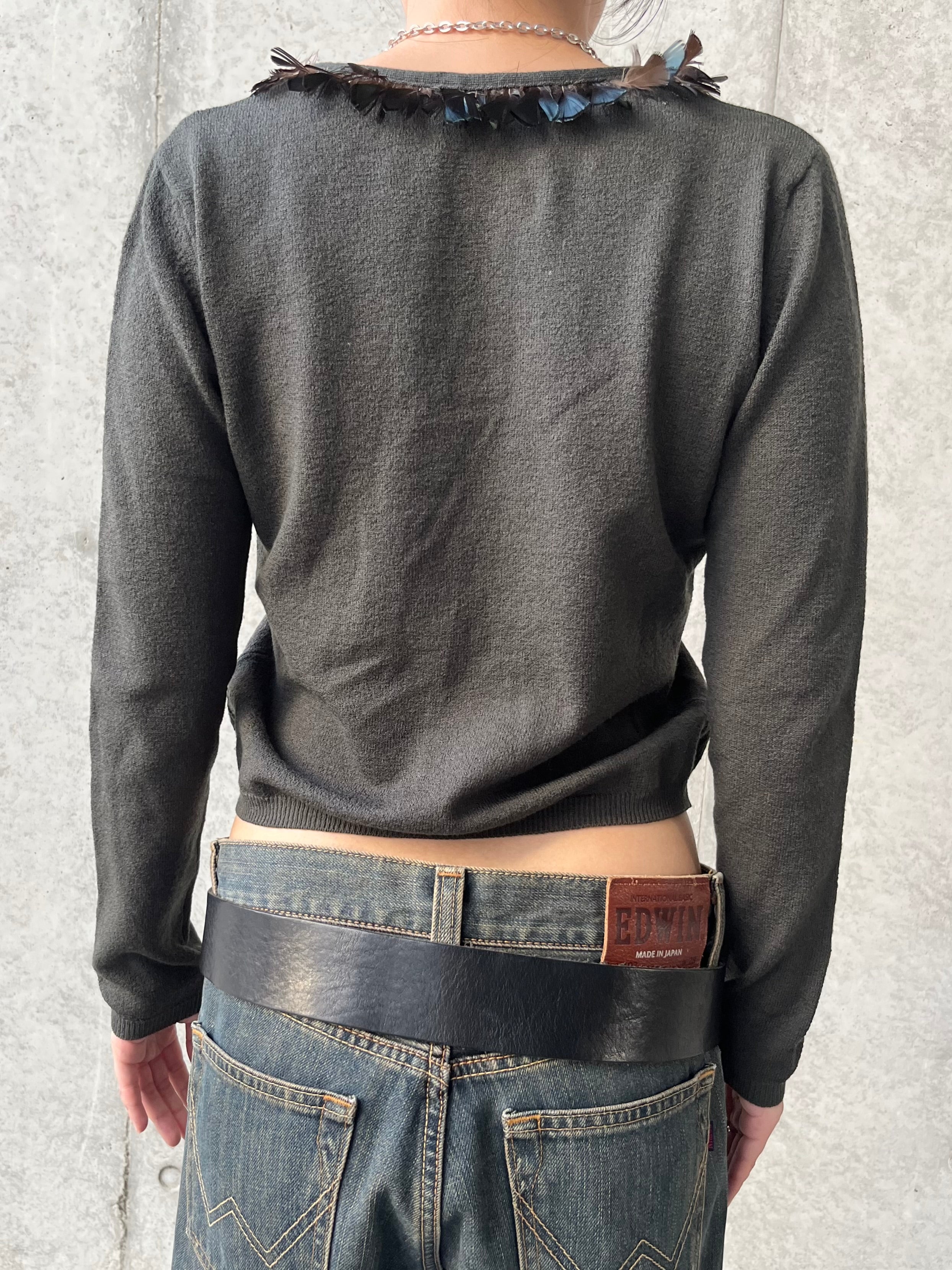 Brumarine short feather cardigan