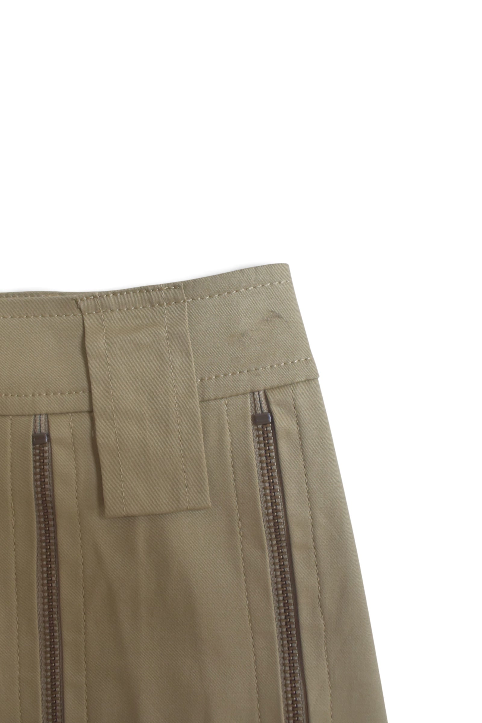 beige zip skirt