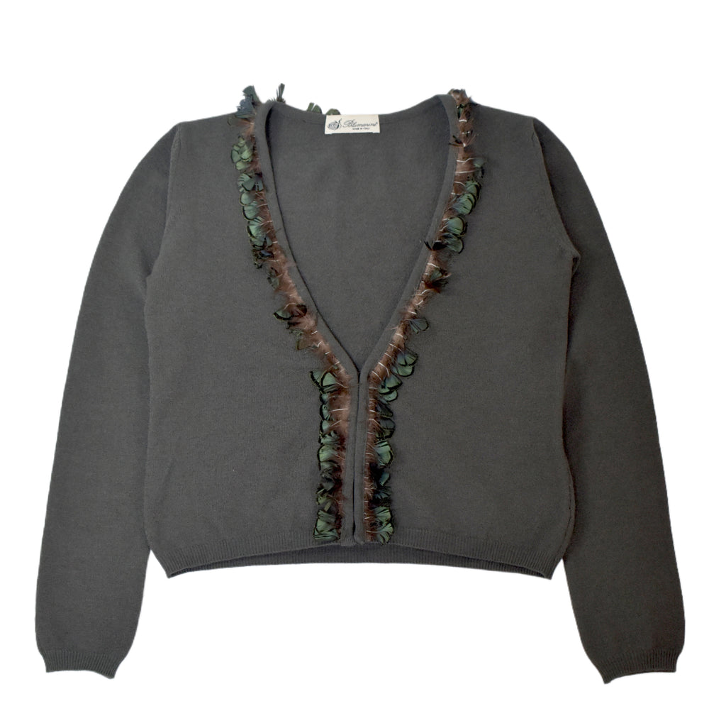Brumarine short feather cardigan