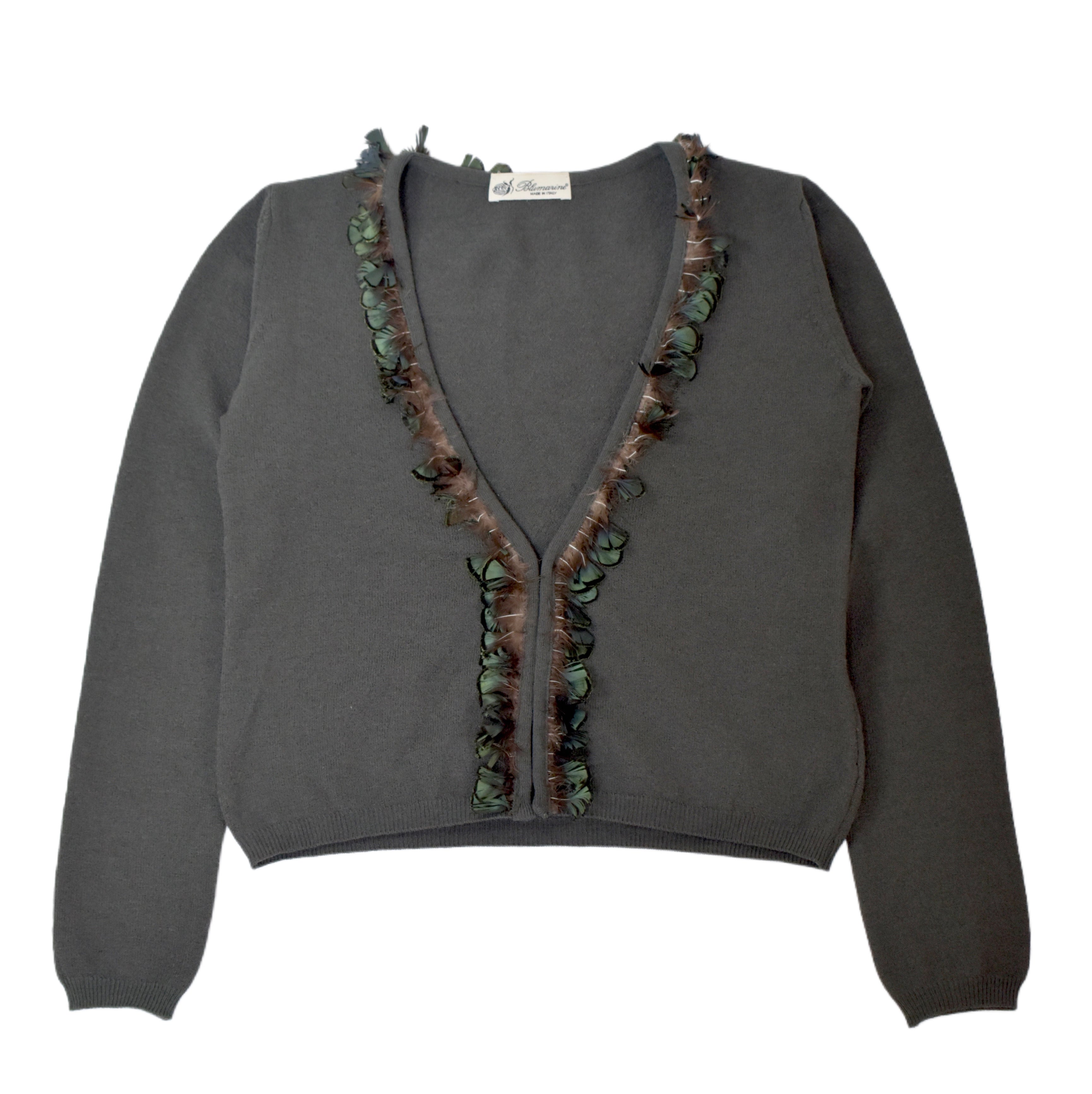 Brumarine short feather cardigan