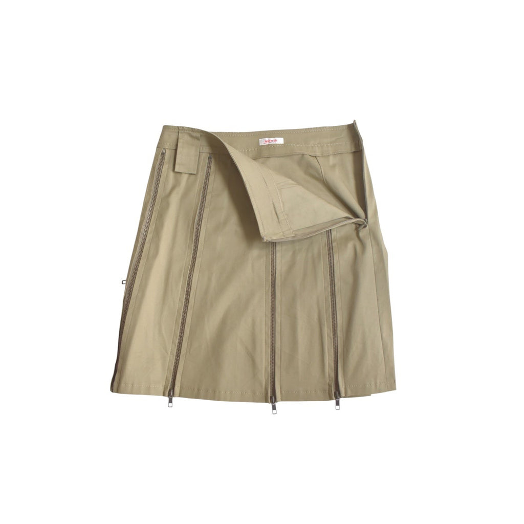 beige zip skirt