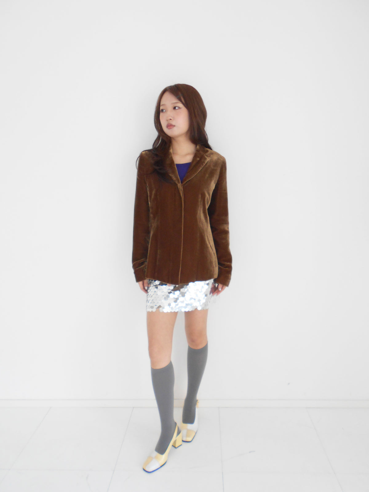 Calvin Klein brown velour jacket