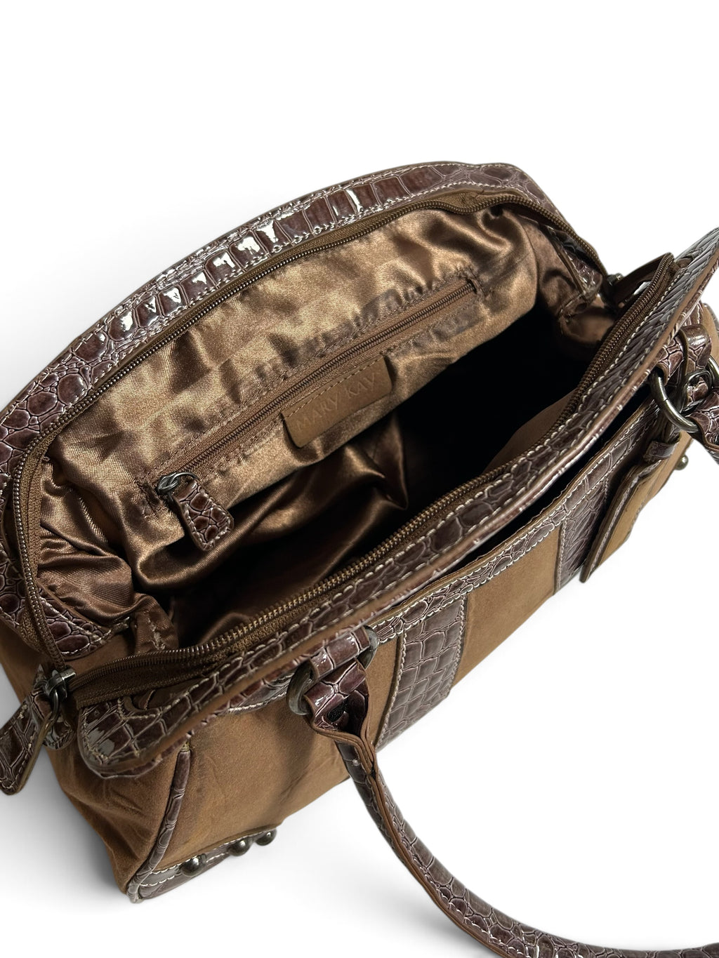 brown hand bag