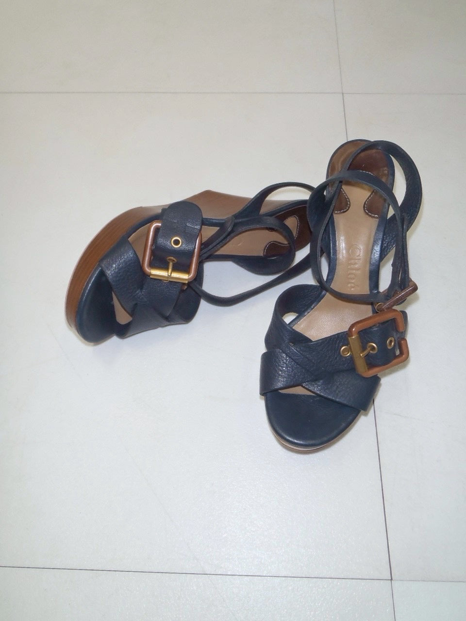 Chloe wedge sole strap shoes