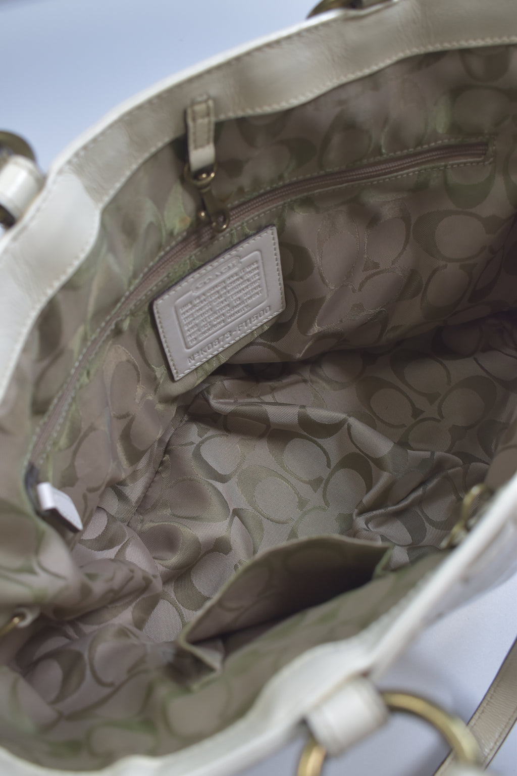COACH white enamel bag