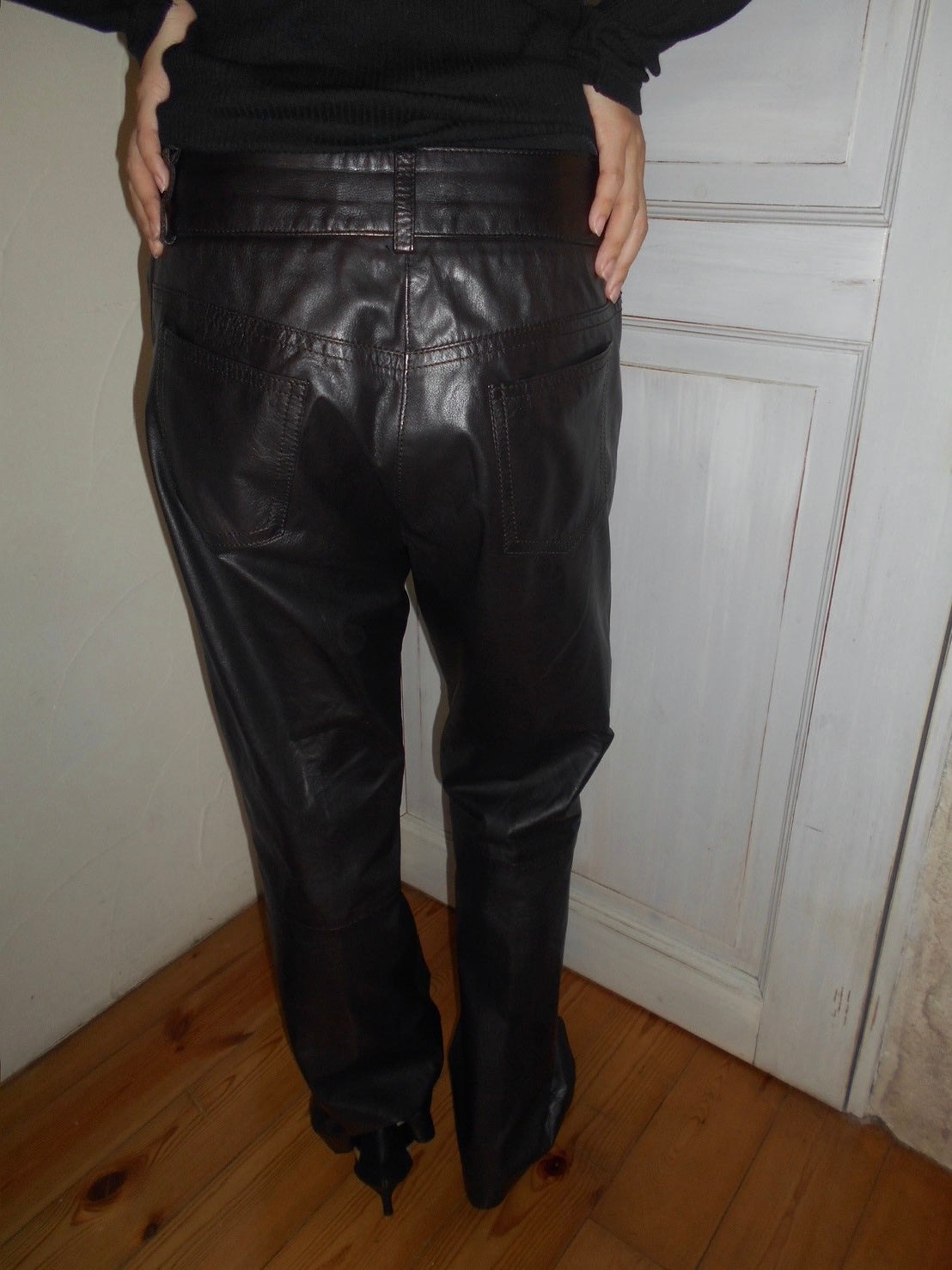 Dark brown leather pants