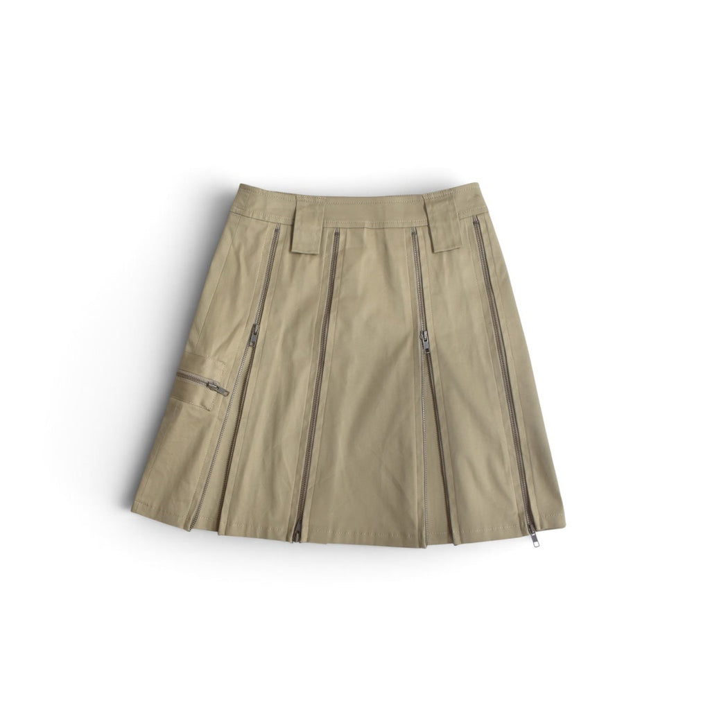 beige zip skirt