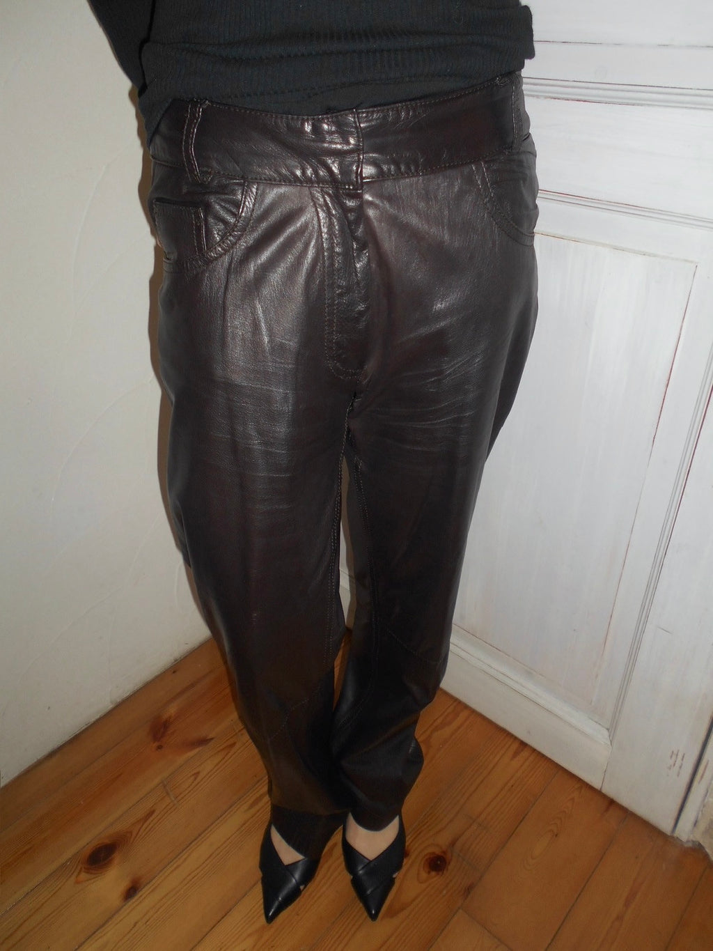 Dark brown leather pants