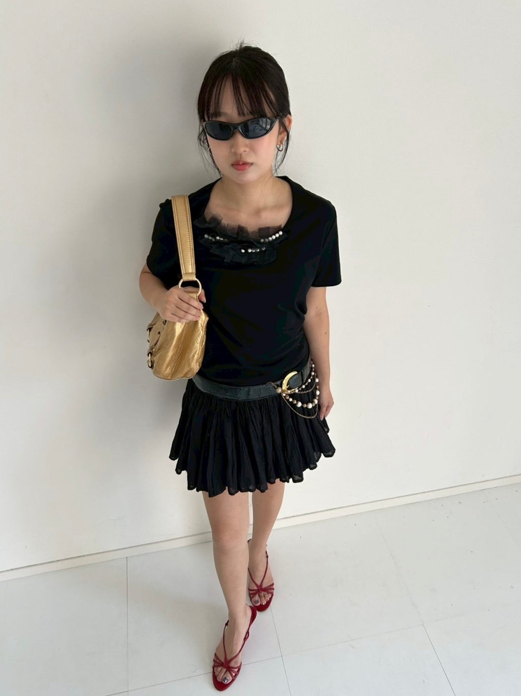 LANVIN black corsage top