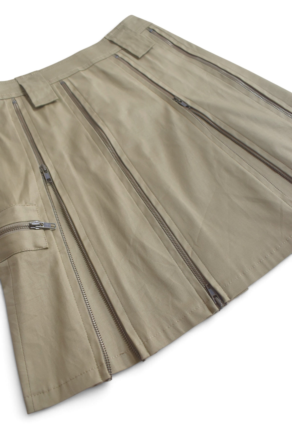beige zip skirt