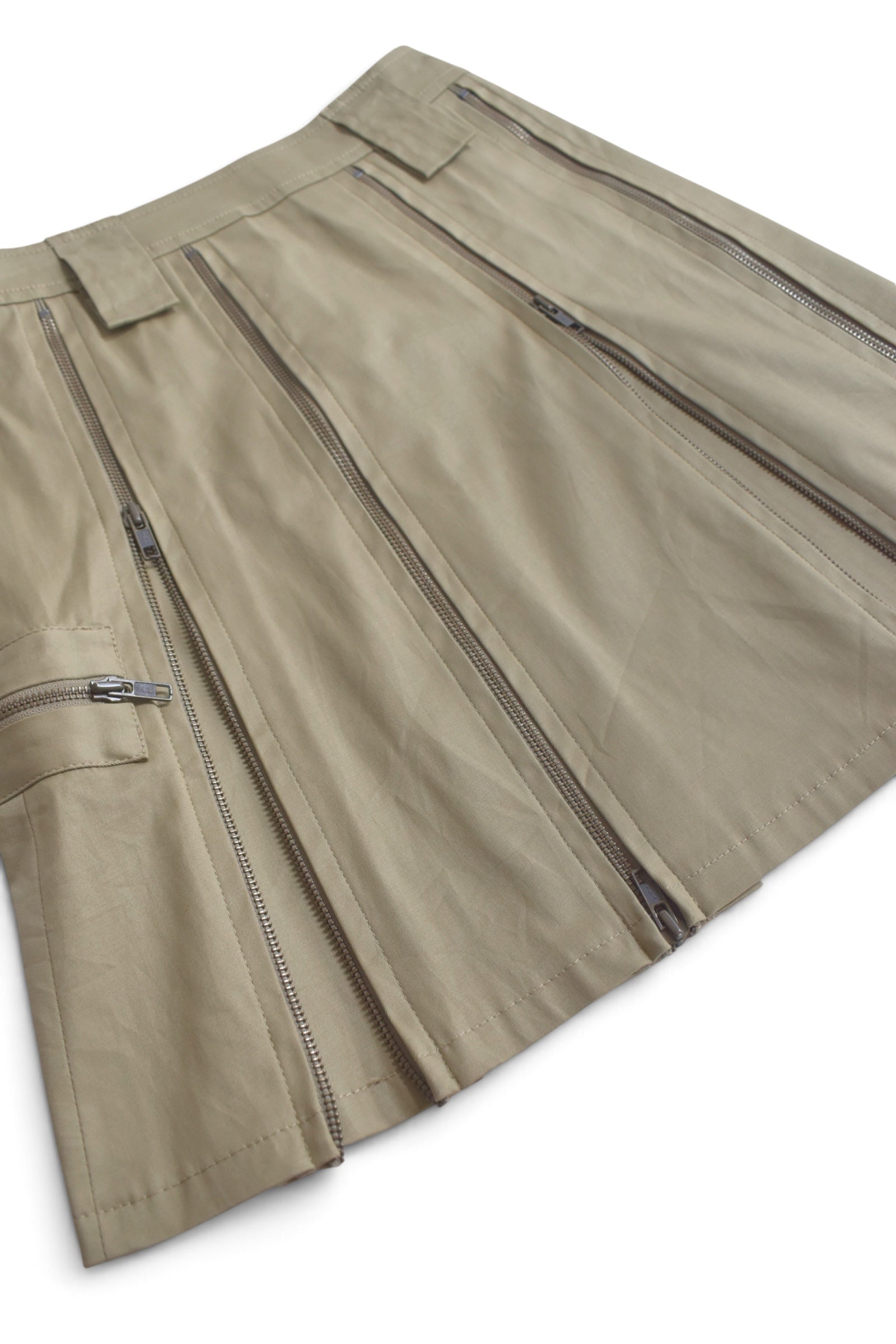 beige zip skirt