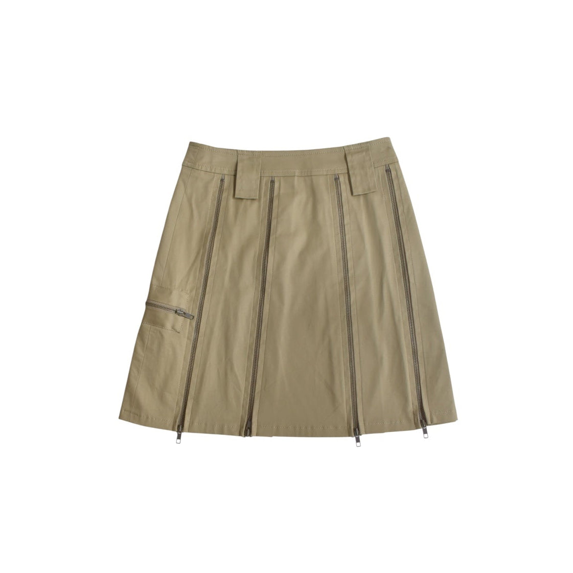 beige zip skirt