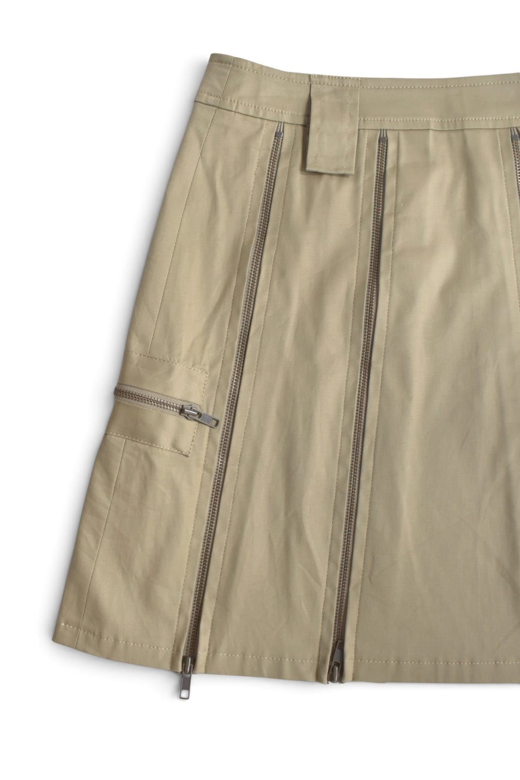 beige zip skirt