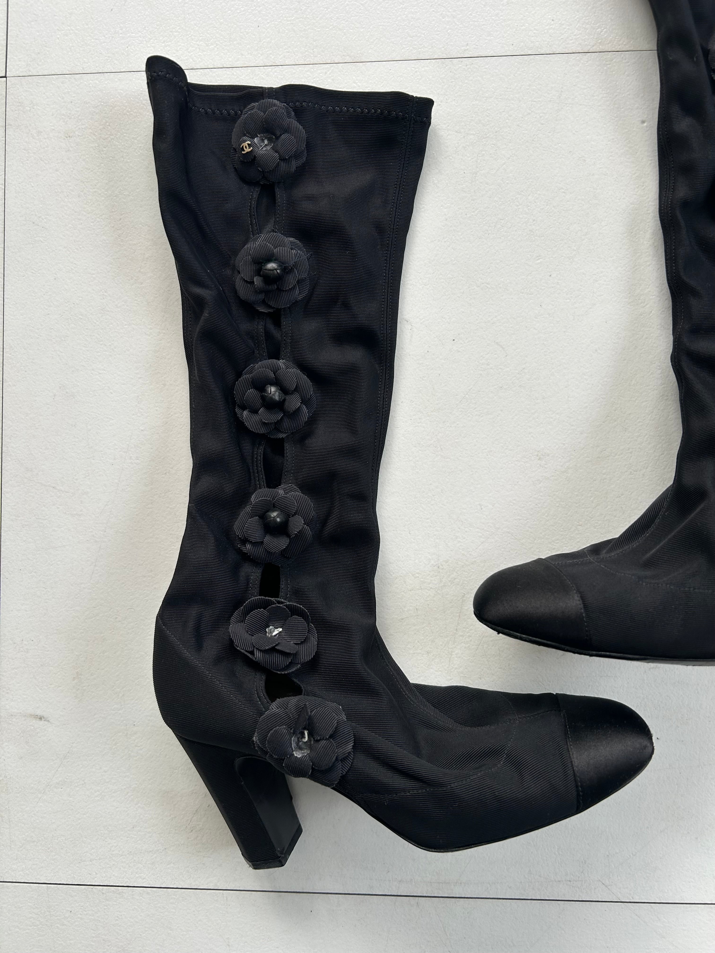 CHANEL flower corsage boots