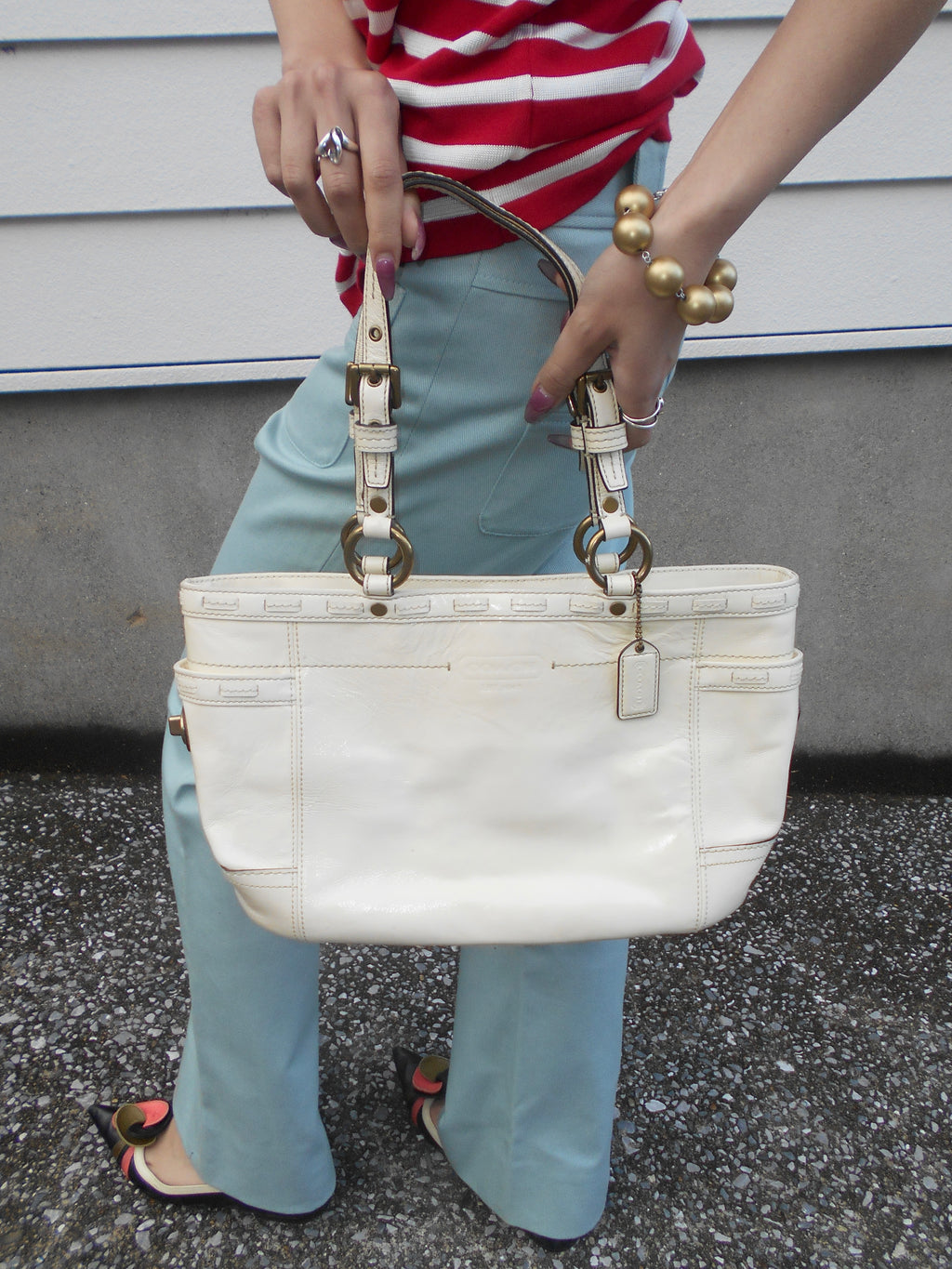 COACH white enamel bag