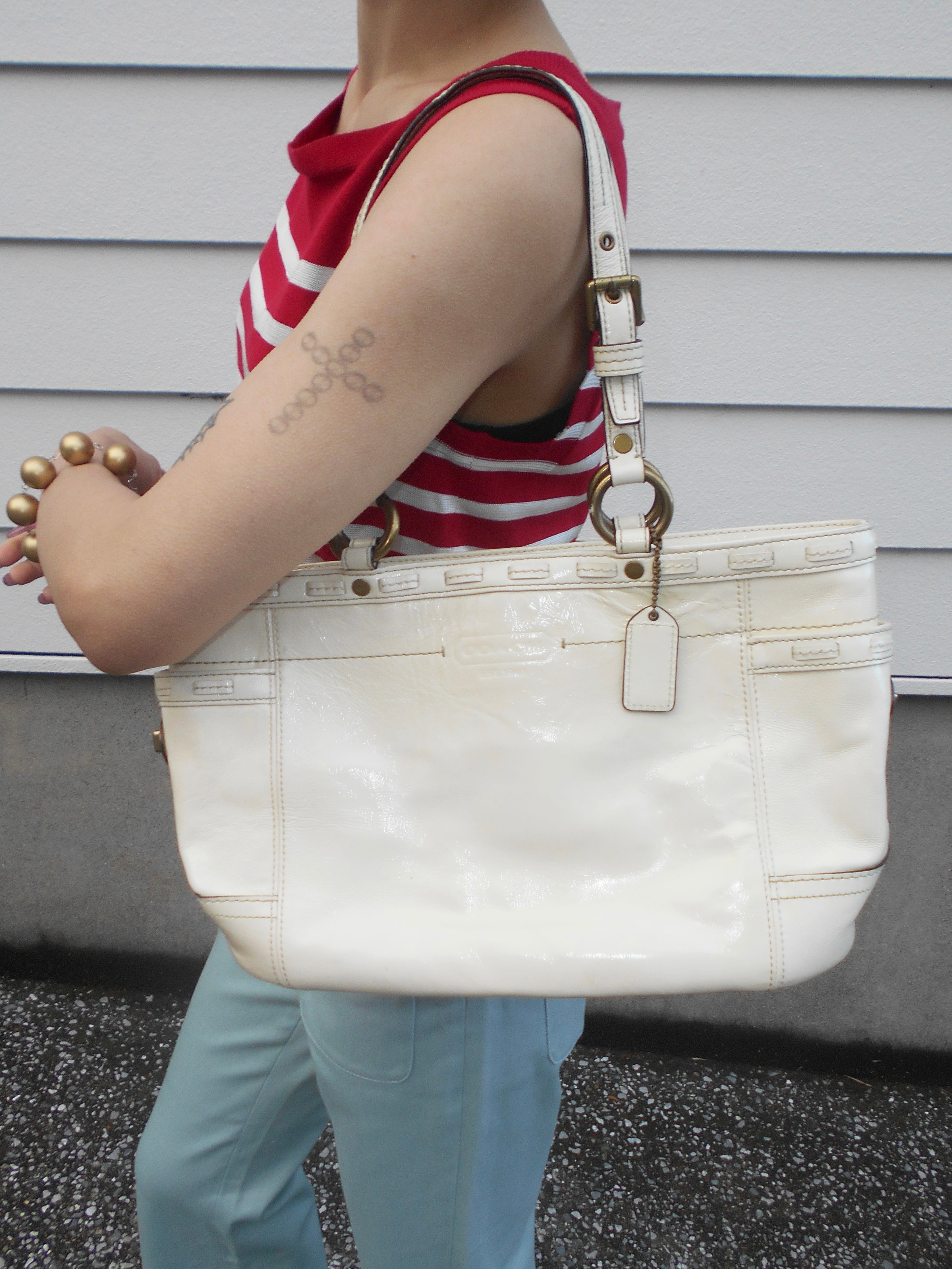 COACH white enamel bag