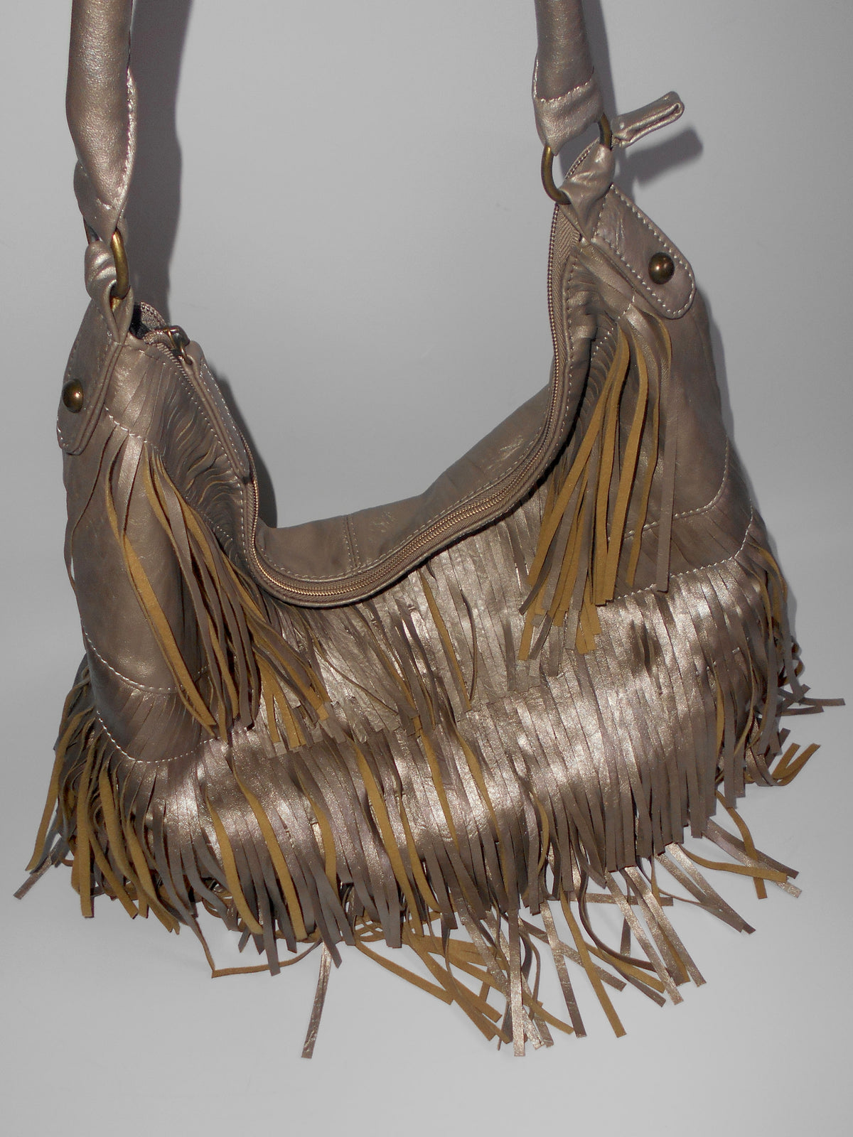 silver fringe bag