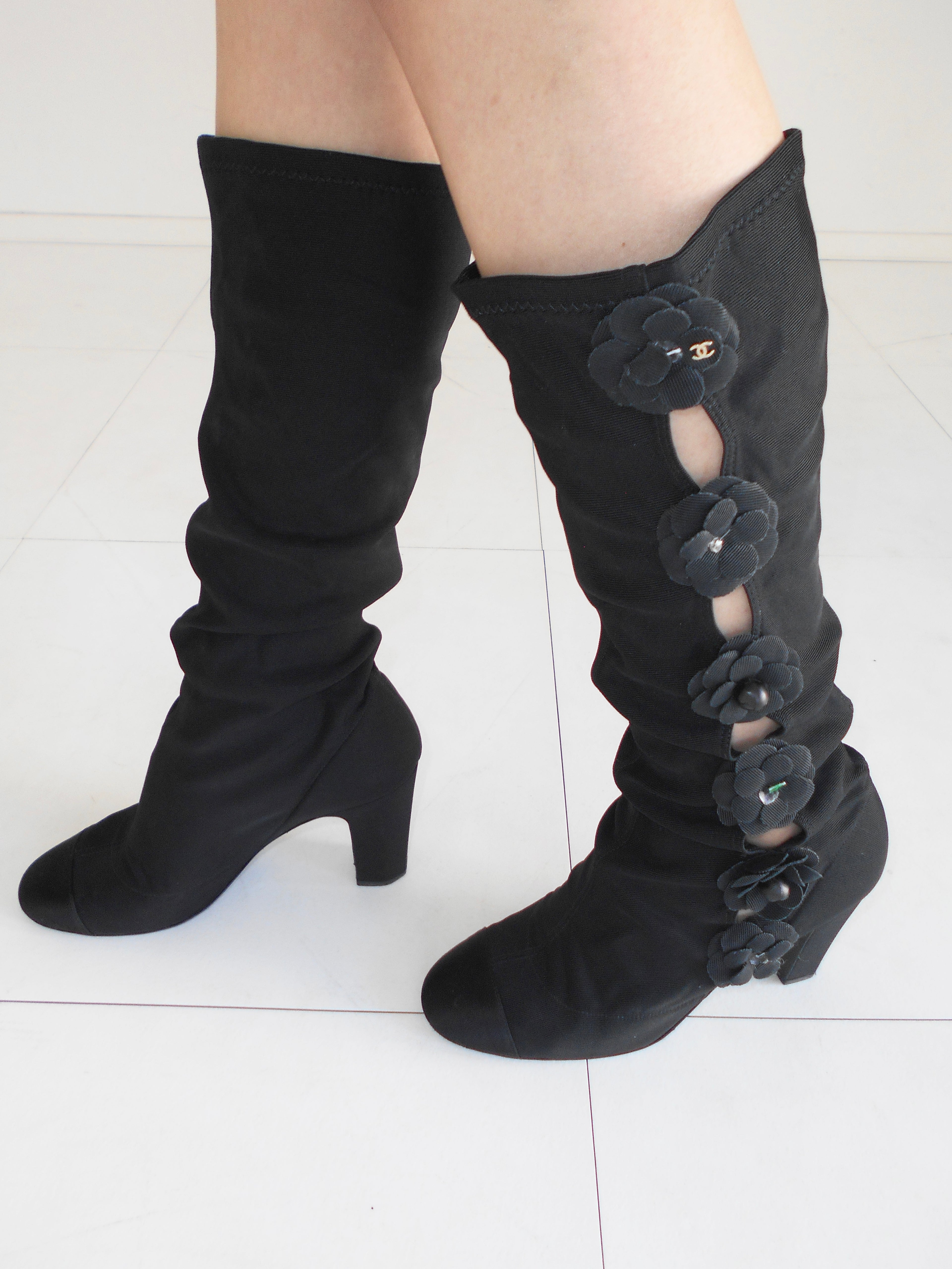 CHANEL flower corsage boots