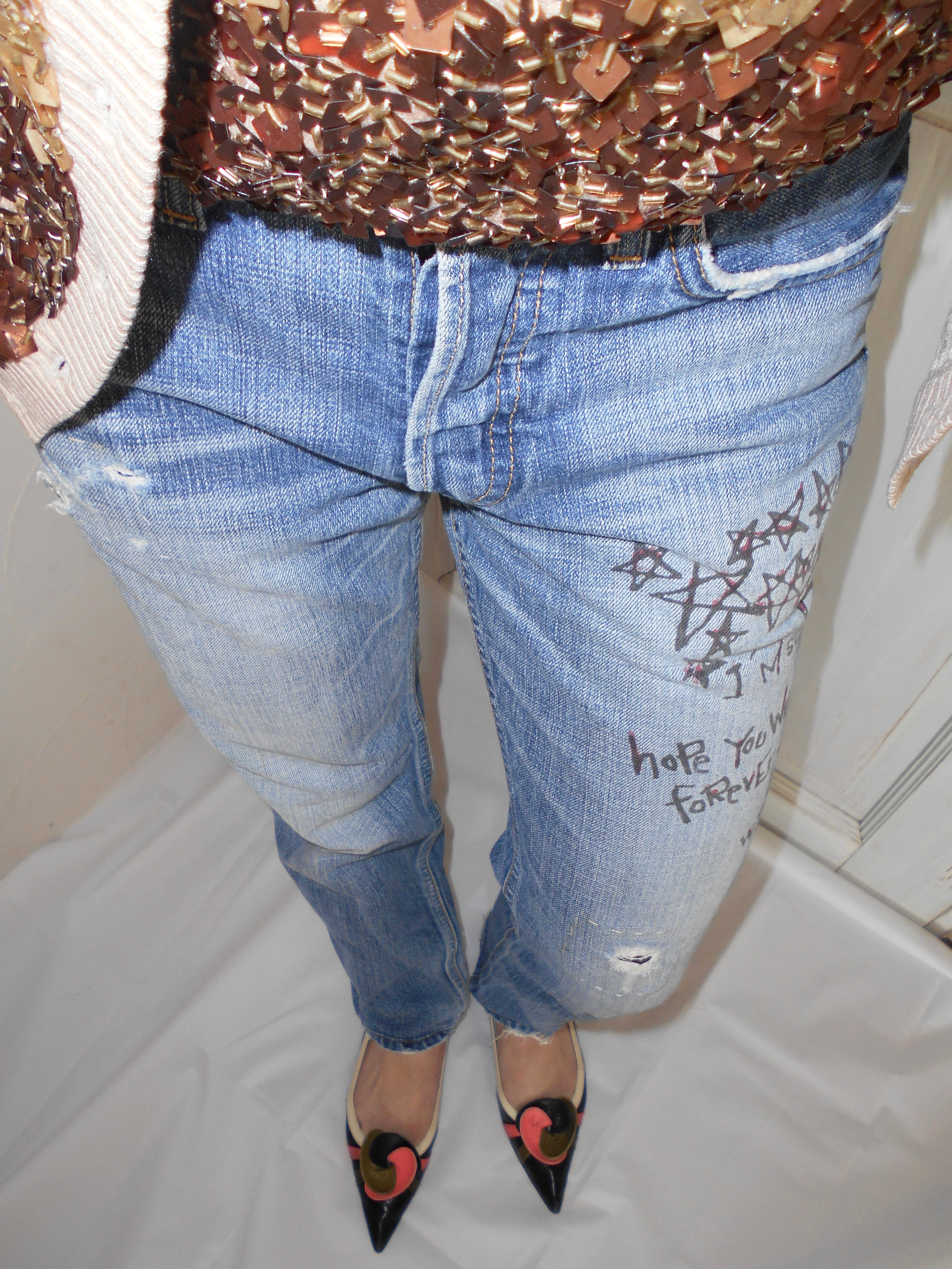Levis 501 paint denim pants