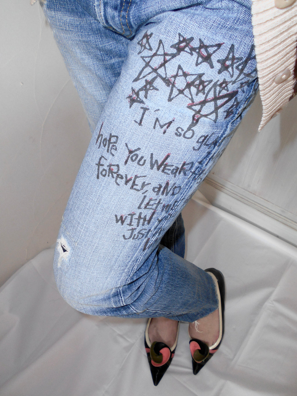 Levis 501 paint denim pants