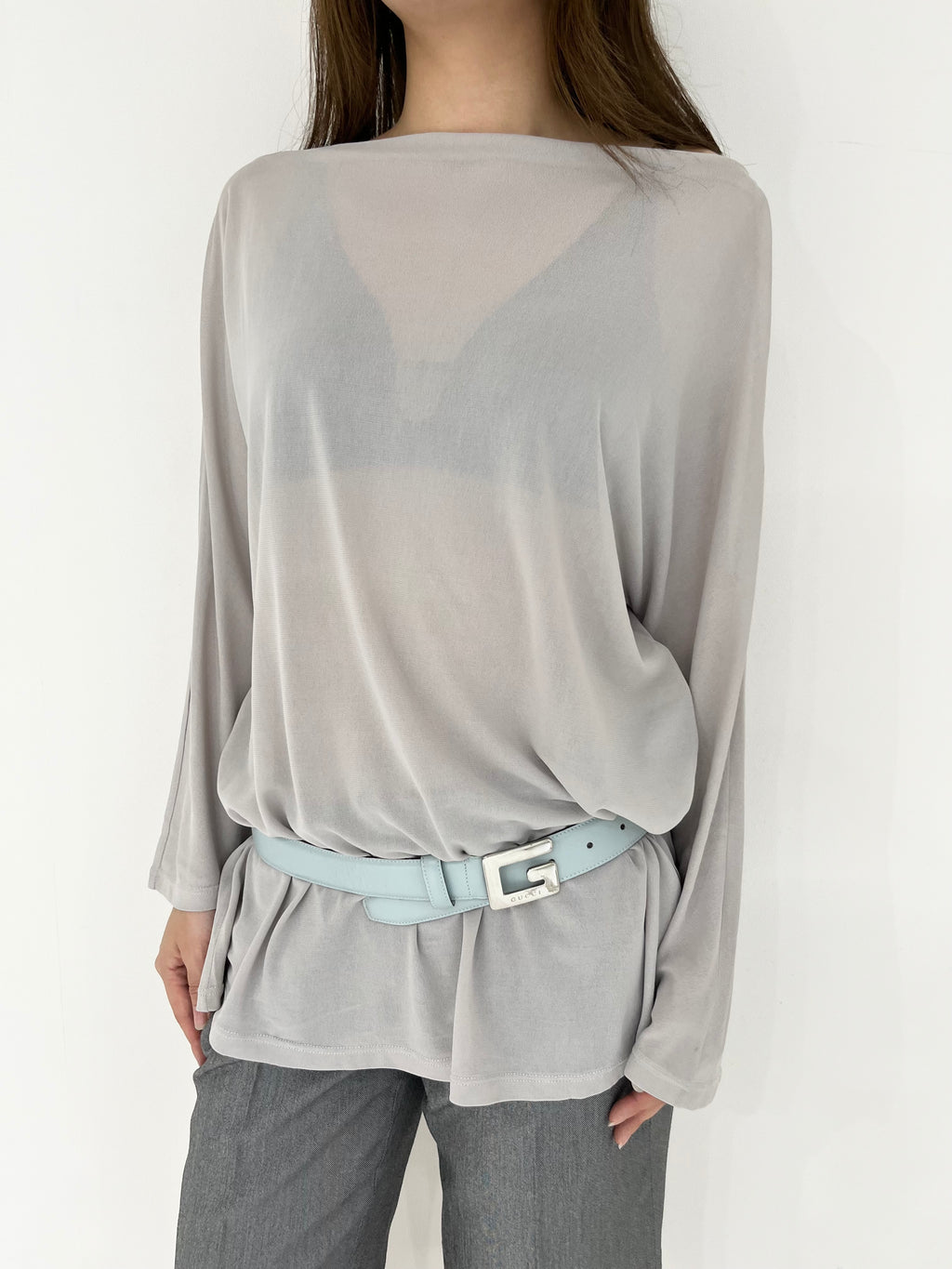 SPORT MAX  gray see-through top