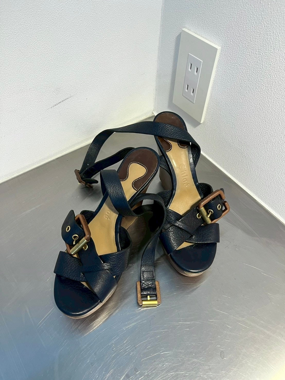 Chloe wedge sole strap shoes