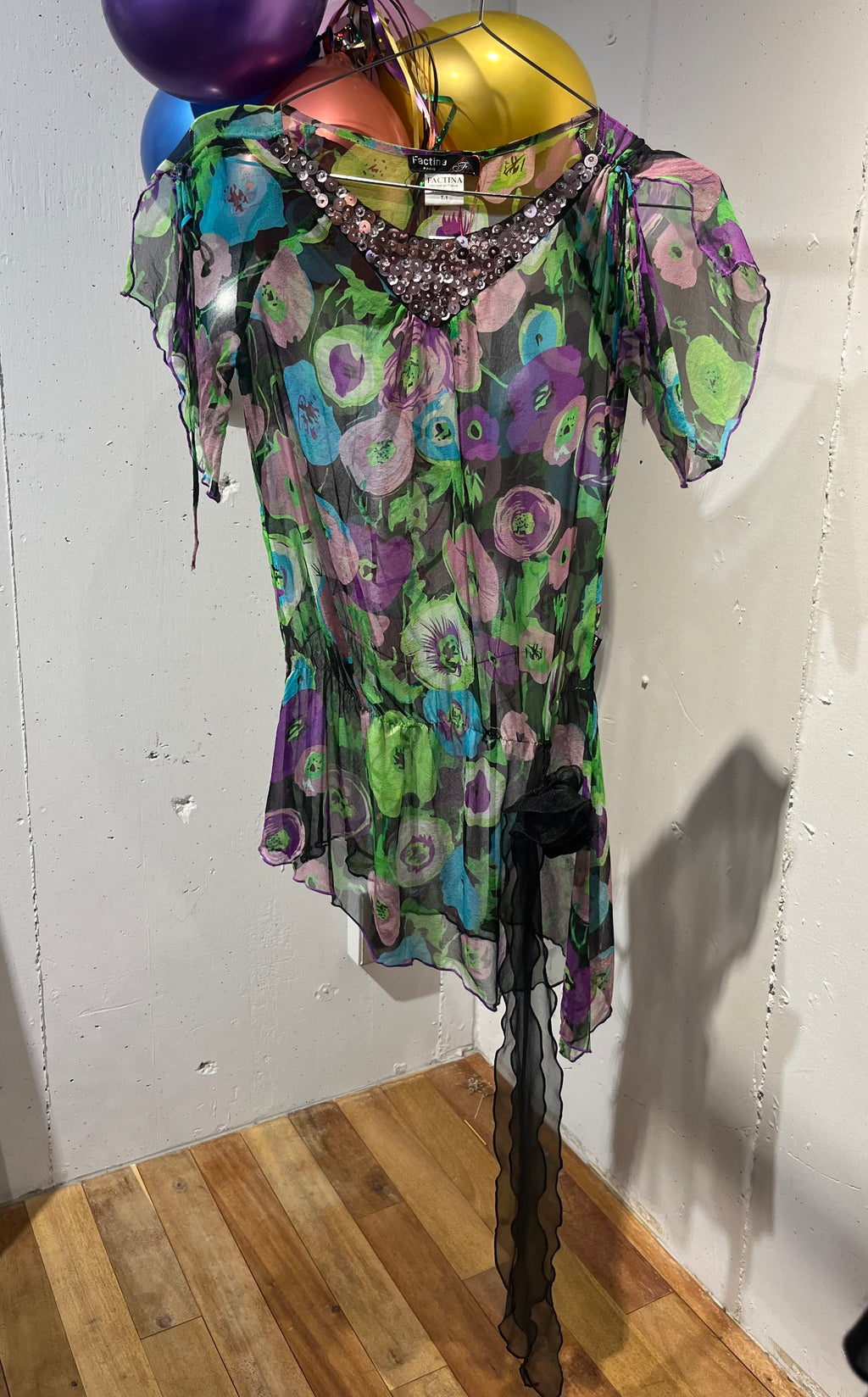 flower sheer tunic top