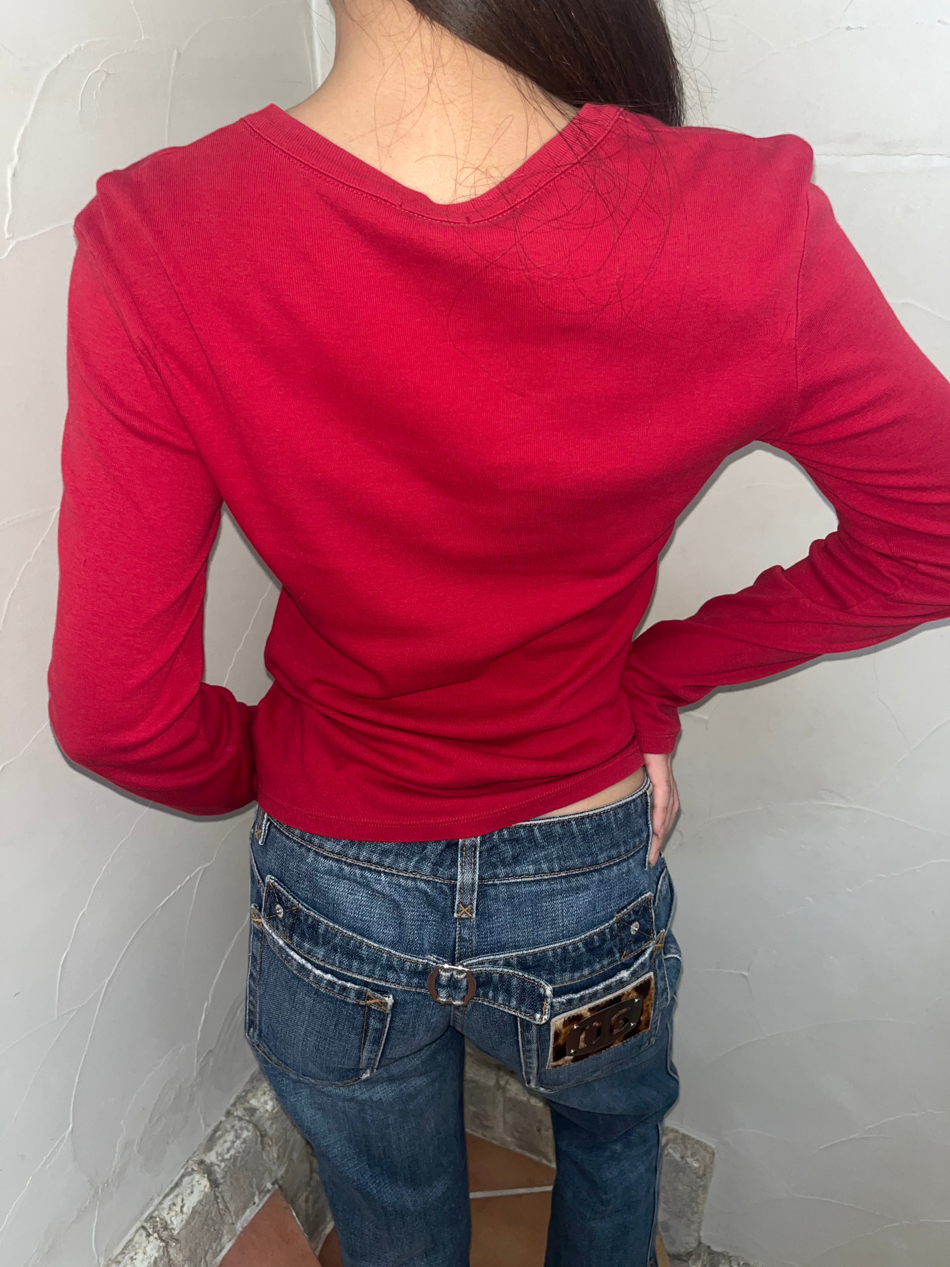 red numbering L/S tee