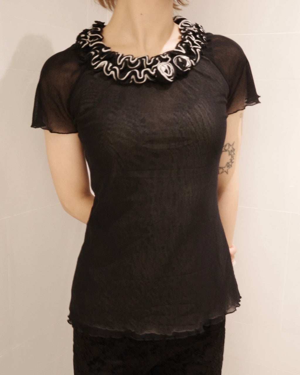 black sheer top