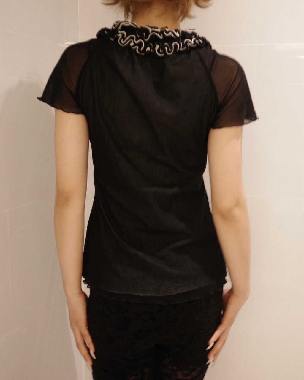 black sheer top