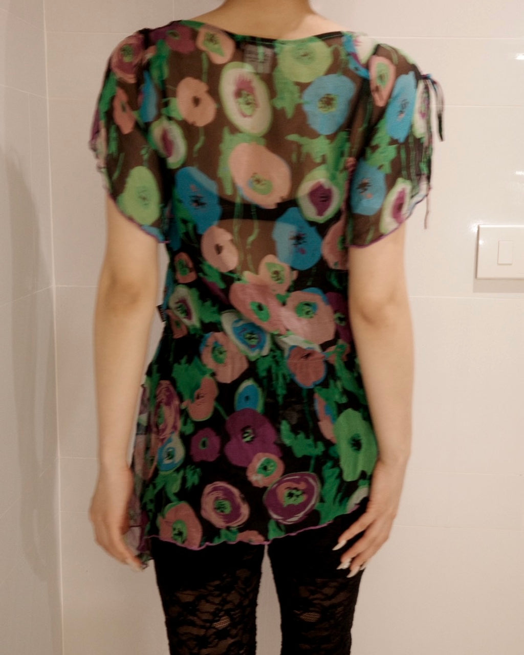 flower sheer tunic top