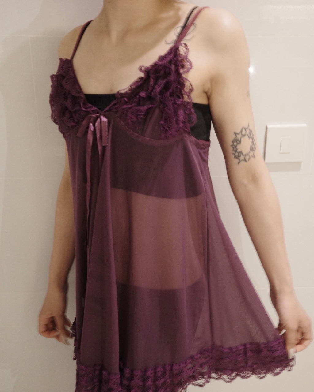 purple lingerie dress