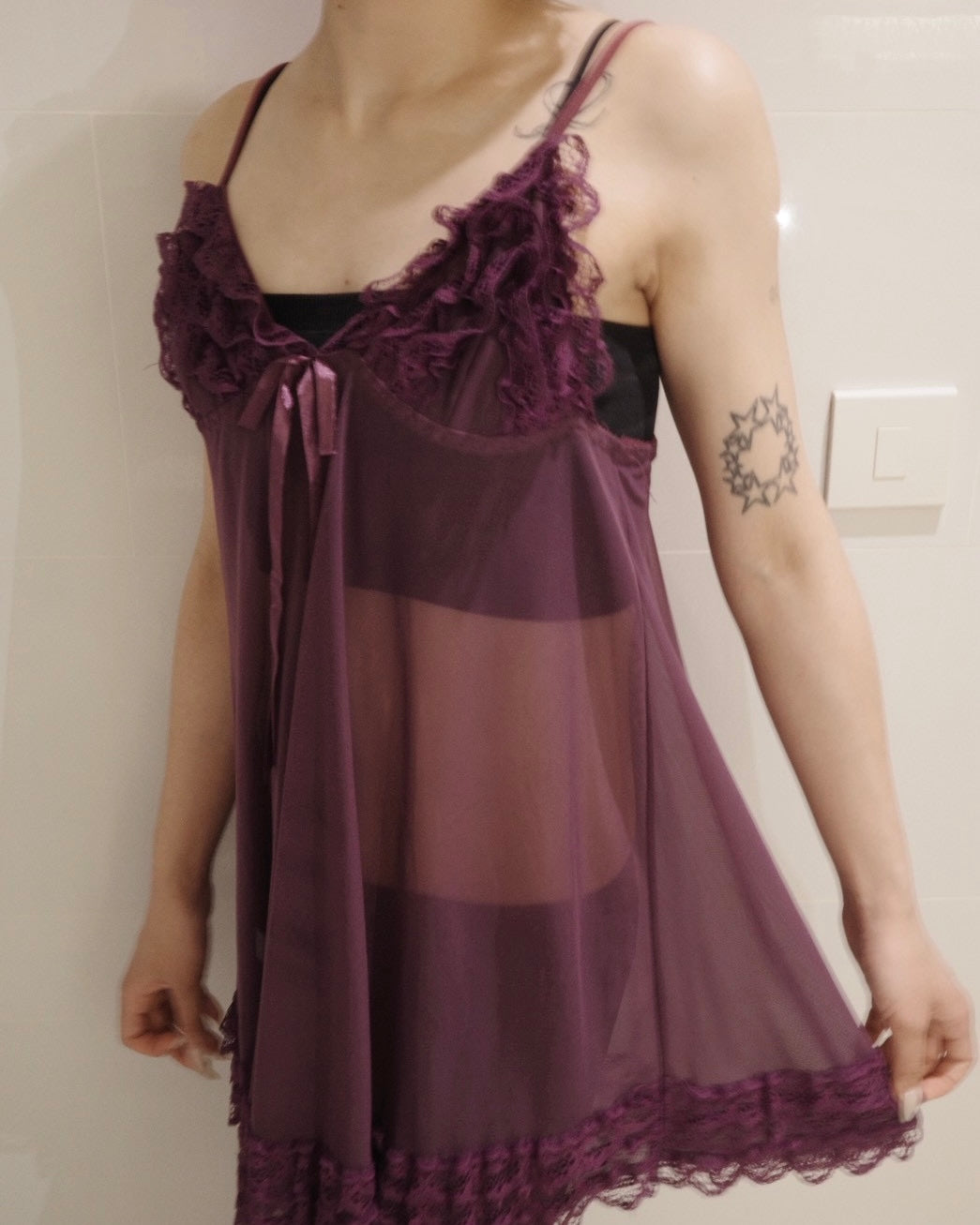 purple lingerie dress