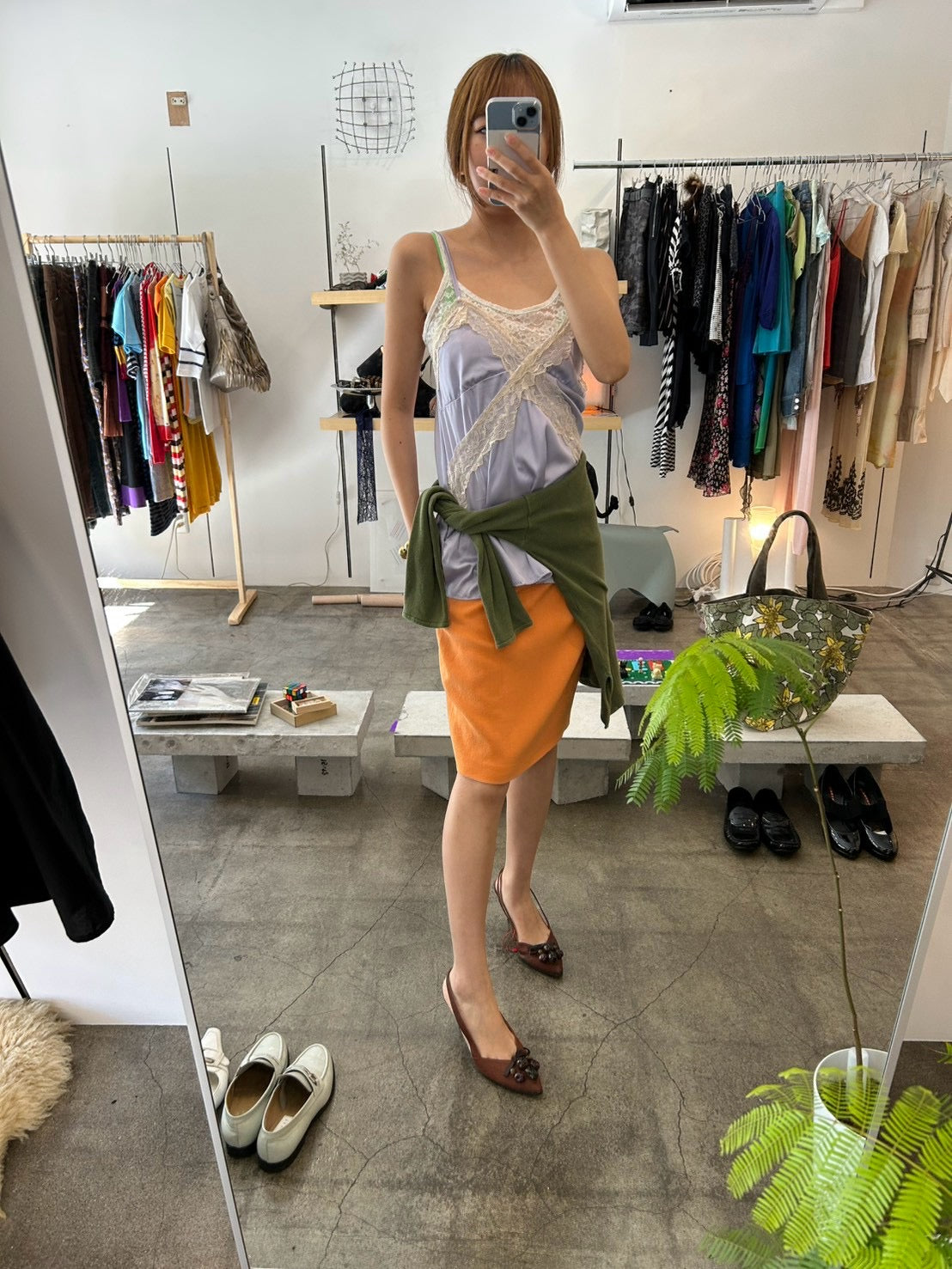 VERSUS orange tight skirts