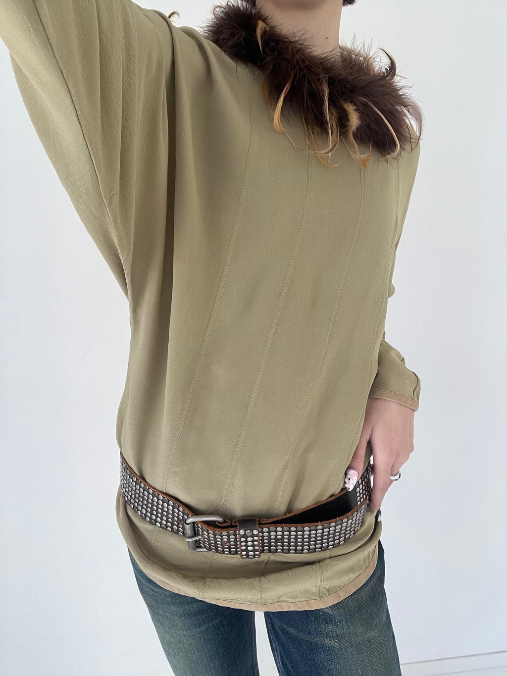 Givenchy khaki silk tops