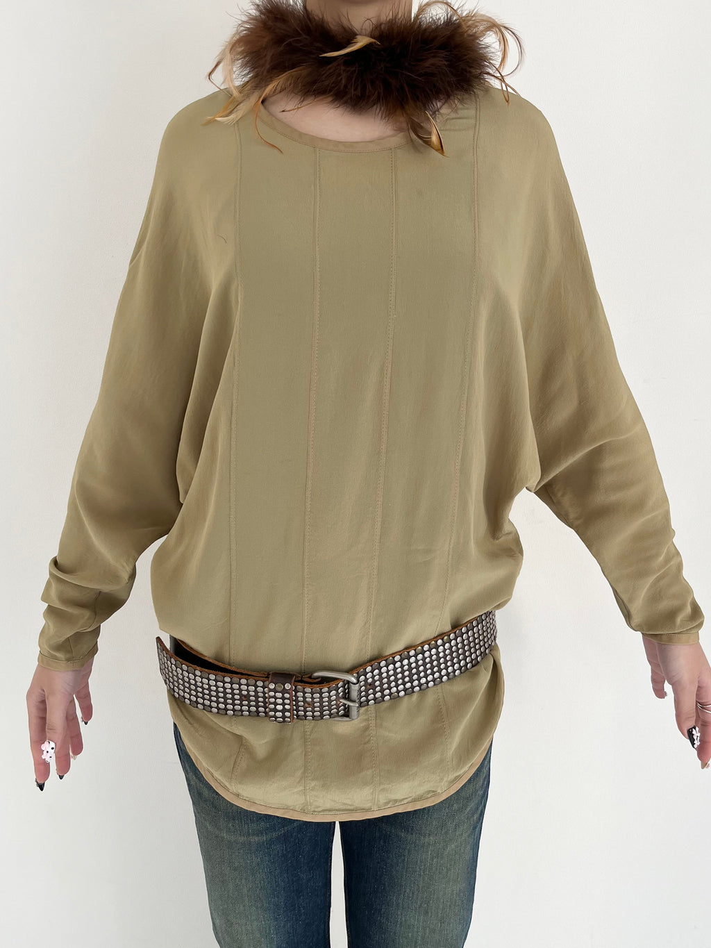 Givenchy khaki silk tops