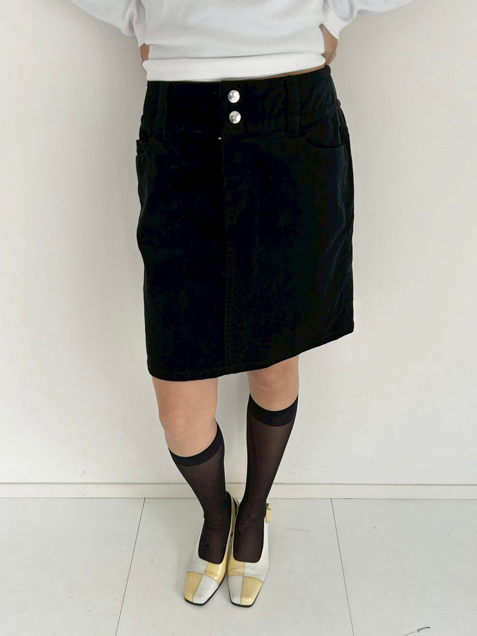 Courreges corduroy black skirt