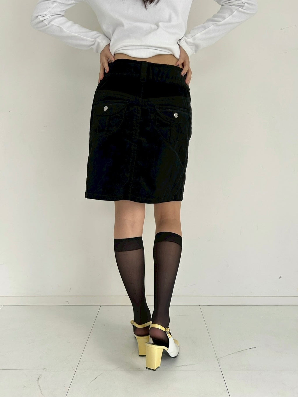 Courreges corduroy black skirt