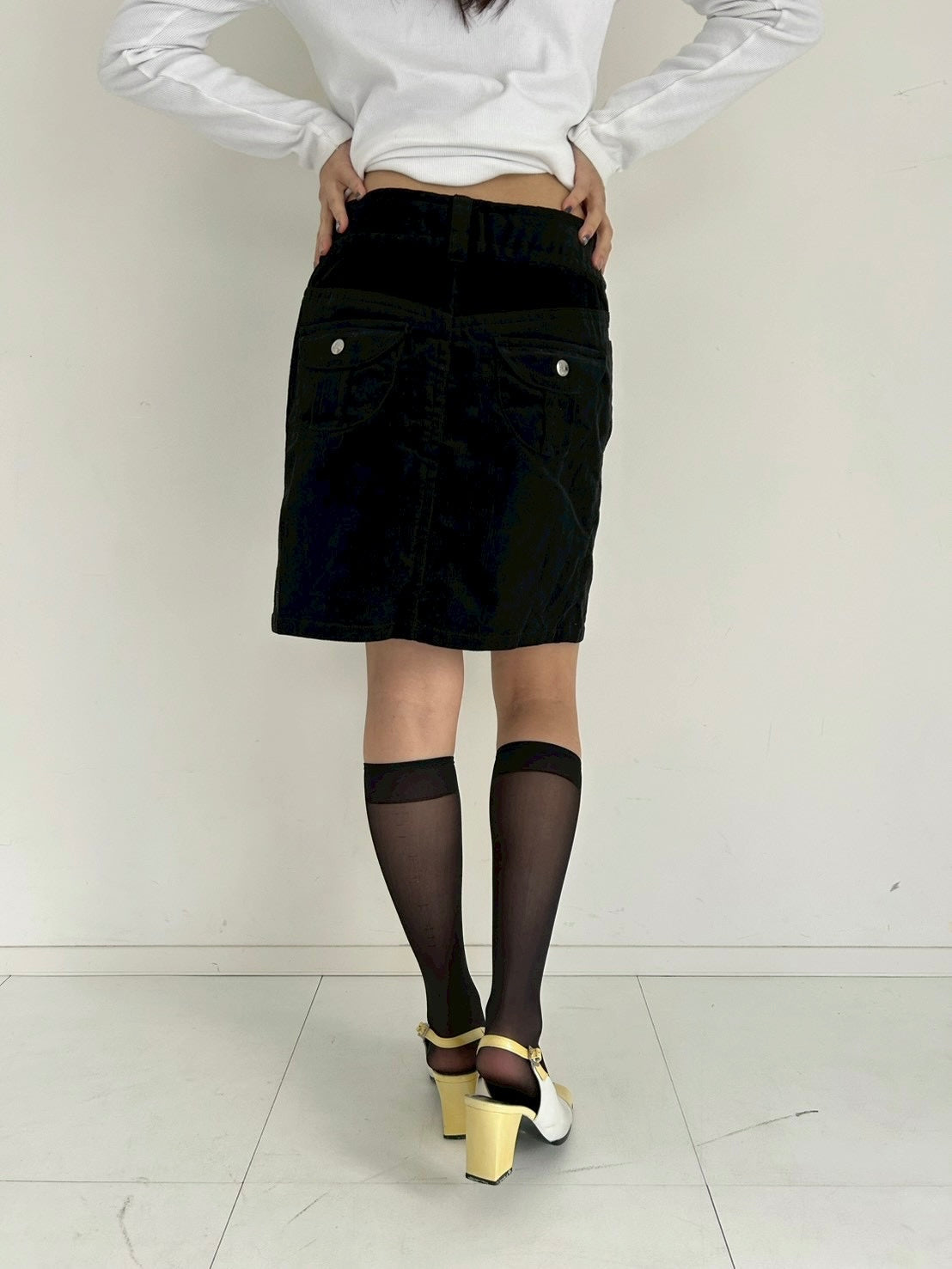 Courreges corduroy black skirt