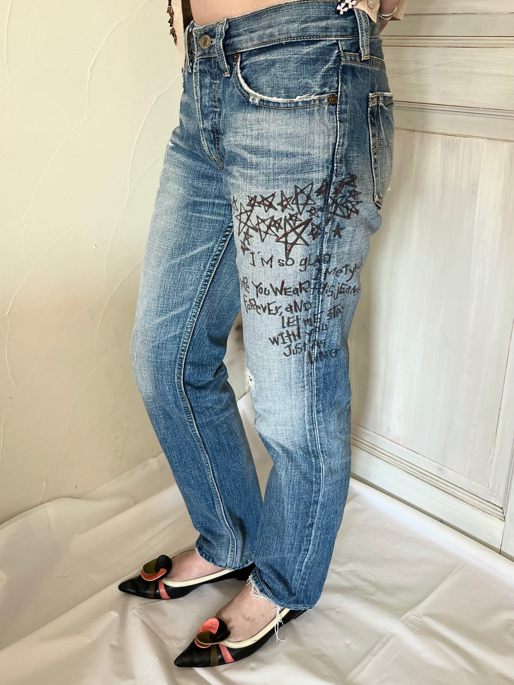 Levis 501 paint denim pants